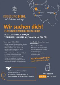 Plakat "Wir suchen Dich" für unser Reisebüro in Heide 